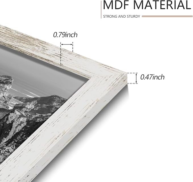 YESKAY 8x10 Picture Frame Set of 9, Display Pictures 5x7 with Mat or 8 x 10 Without Mat, Multi Photo Frames for Wall Mounting or Table Top Display, Distressed White
