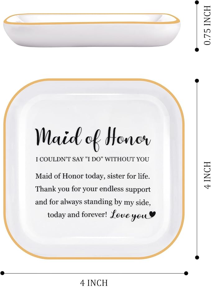 Maid of Honor Sister Ring Dish Trinket Tray Wedding Bridal Shower Gift