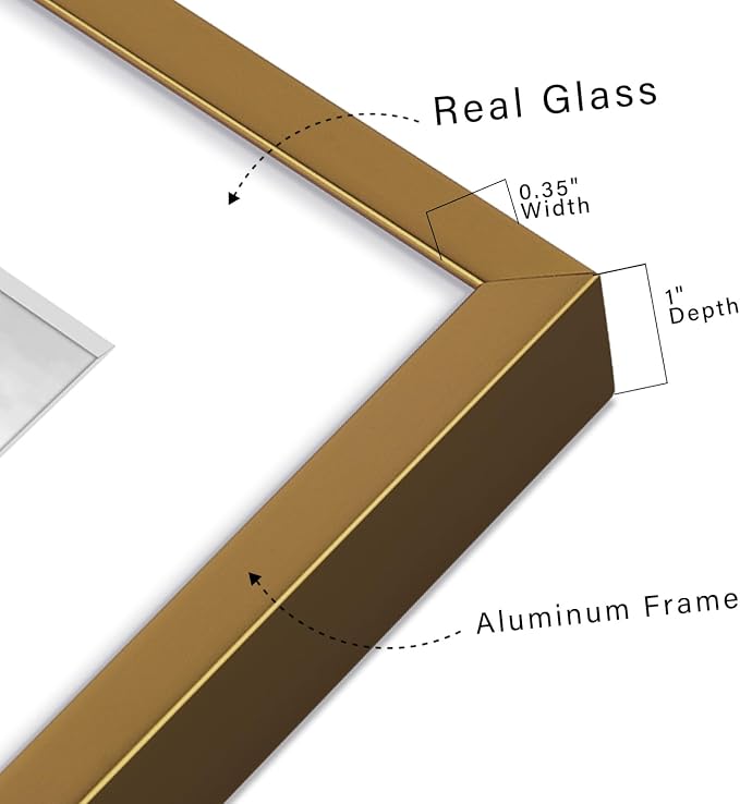Frametory 11x14 Bronze Aluminum Metal Picture Frame Mat for 8x10 Glass