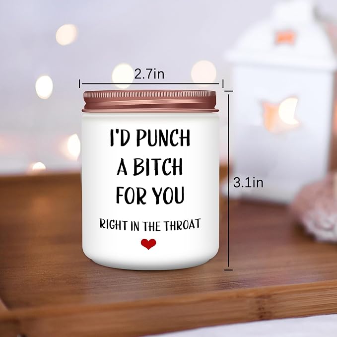Homsolver Birthday Gifts for Women,Sister, Friend, Funny Perfect Anniversary, Christmas,Birthday,Valentines Day Gifts Ideas-I'd Punch A B for You Candles