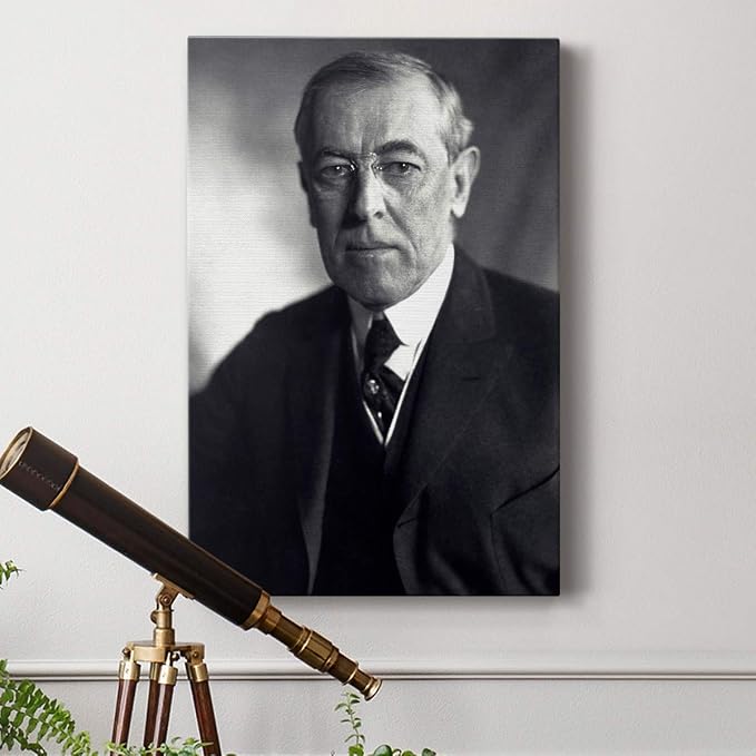 Renditions Gallery Woodrow Wilson Presidental Portrait Wall Art, Premium Gallery Wrapped Canvas Decor, Ready to Hang, 60 in H x 40 in W, Made in America Print