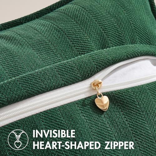 MIULEE Pack of 2 Green Euro Shams Chenille Pillow Covers 22x22 Inch
