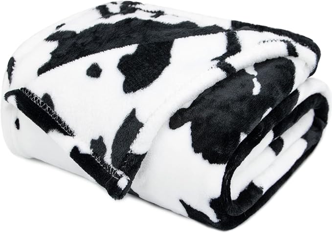 GEULAY Fleece Throw Blanket for Girls Boys, White Black, 40"x50"