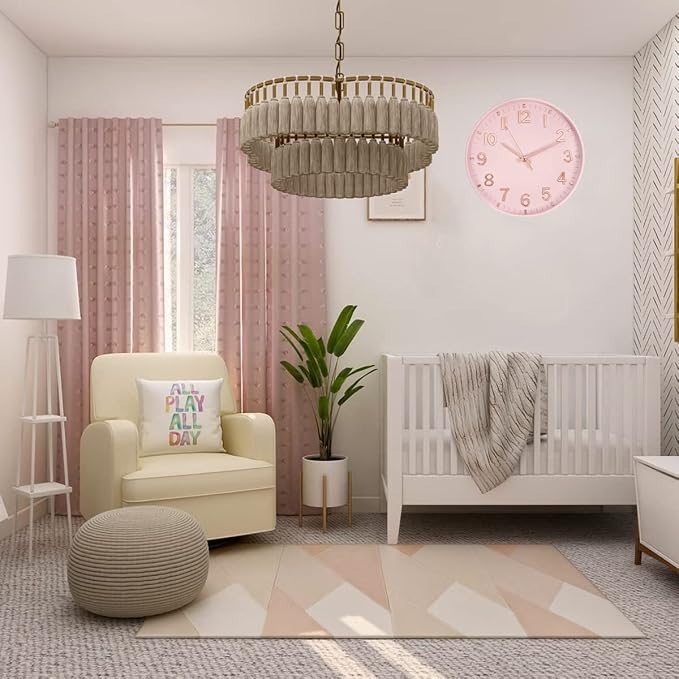 HZDHCLH 12 Inch Silent Wall Clock Battery Operated Non Ticking Pink | 12 inch Silent Non Ticking Modern Wall Clock for Living Room Bedroom Kitchen Office Classroom Decor