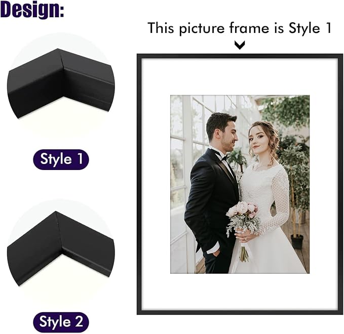 Golden State Art 7 Pack Aluminum Frames, Includes 5x7 8x10 11x12, Black | Shatter-resistant Glass, Assorted Sizes: One 11x14, Two 8x10, Four 5x7, Horizontal/Vertical Wall Mount & Tabletop Display