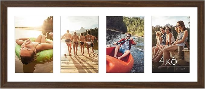 Americanflat 4x6 Collage Picture Frame - Fits 4 - Engineered Wood - Walnut