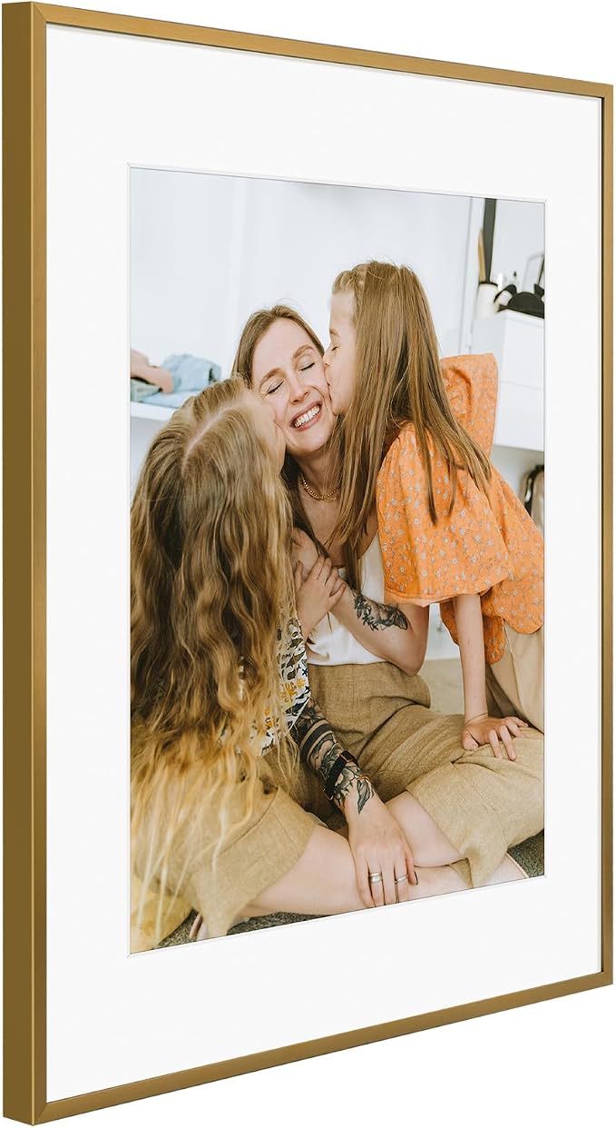 Frametory 2 Pack 14x18 Aluminum Frame with Mat for 11x14 Photo, Bronze