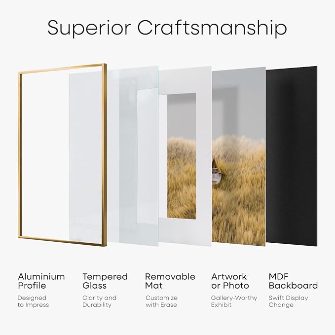 Homeforia 15x18 Bronze Diploma Frame, High-End Metal, 11x14 Mat, Glass