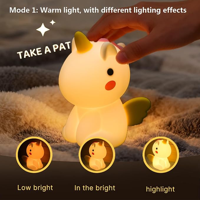 Unicorn Night Light,Rechargeable Table Lamp Bedside Lamp with 7 Colors