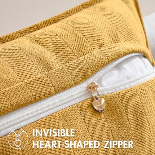 MIULEE Pack of 2 Gold Euro Shams Chenille Pillow Covers 24x24 Inch