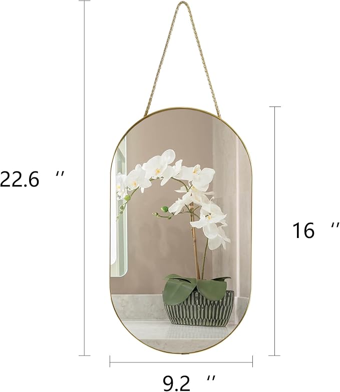YCHMIR Oval Wall Mirror, Gold, Oval Shape, for Bathrooms and More (16x9.2 inch)