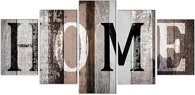 LUDUHU Home Canvas Print Wall Art - 5 Piece Sweet Home Signs, Black and White Quotes, Modern Family Wall Decor (G, Oversize 40x20inch)