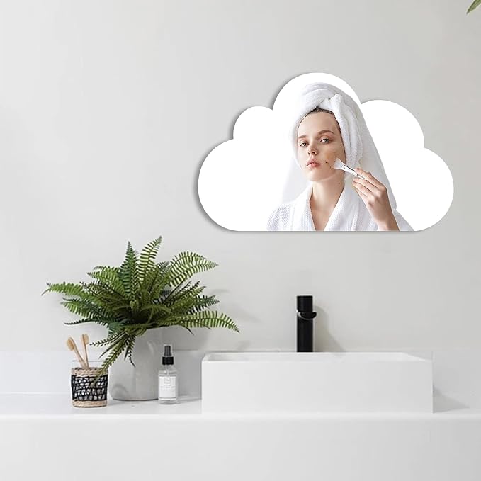 Cute Anti-Scratch Mark Non-Punch Acrylic Cloud Mirror Set,High Definition Wall Mirrors for Homes, Offices and Children's Rooms, are Not Brittle or Deformable