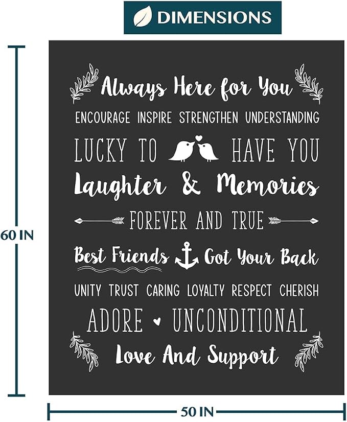 PAVILIA Best Friend Blanket - Friendship Gifts for Women, Soul Sister & Long Distance Bestie Gift, Soft Cozy Fleece Throw with Sentimental Quotes, BFF Birthday Gift Idea, Gray