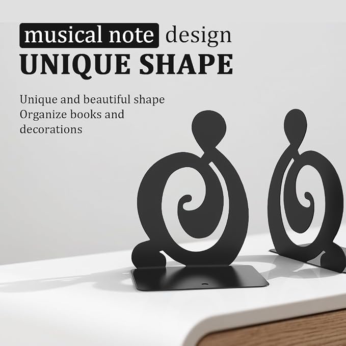 Book Ends, Black 2 Pair Metal BookEnds Heavy Duty bookend (Black 2 Pair)