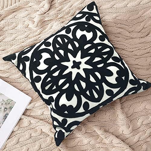 Alysheer Embroidered Decorative Throw Pillow Cover 20"x 20", 1pc Black