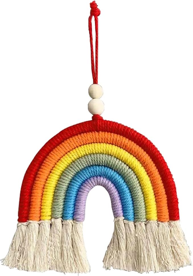 1PCS Colorful Rainbow Wall Decor - Handmade Weaving Ornament Pendant Decoration Wall Decor Hanging Home Decoration(Red)