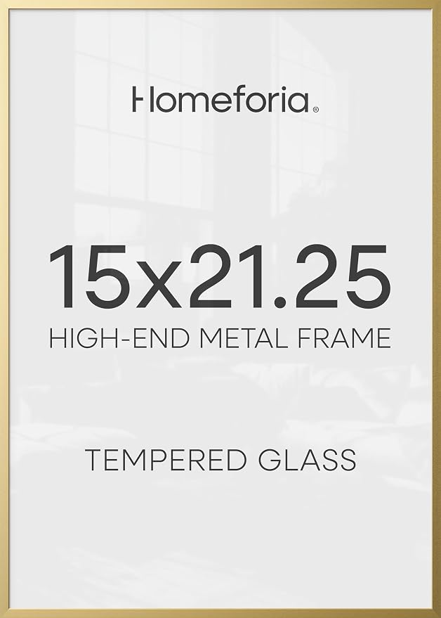 Homeforia 15x21.25 Gold Puzzle Picture Frame, High-End Metal, Glass