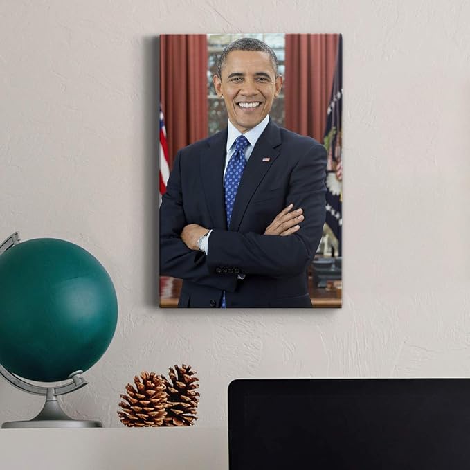 Renditions Gallery Barack Obama Presidental Portrait Wall Art, Premium Gallery Wrapped Canvas Decor, Ready to Hang, 12 in H x 8 in W, Made in America Print