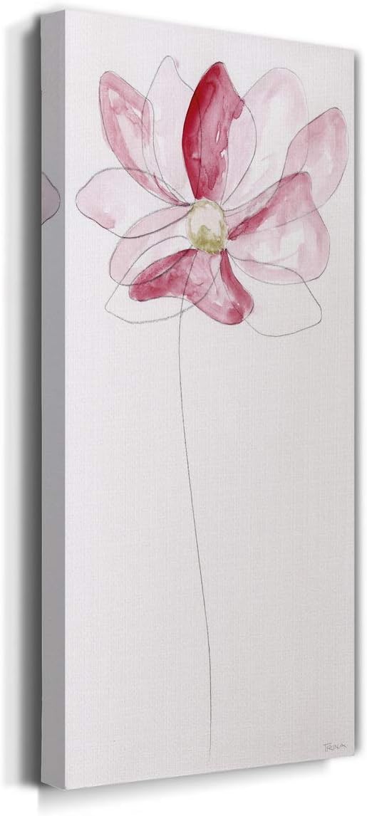 Renditions Gallery Canvas Flower Wall Art Modern Decorations Paintings Pink Floral Sketch Glam Romantic Artwork Wall Hanging Canvas Prints for Bedroom Office Kitchen - 8"x16" LT43
