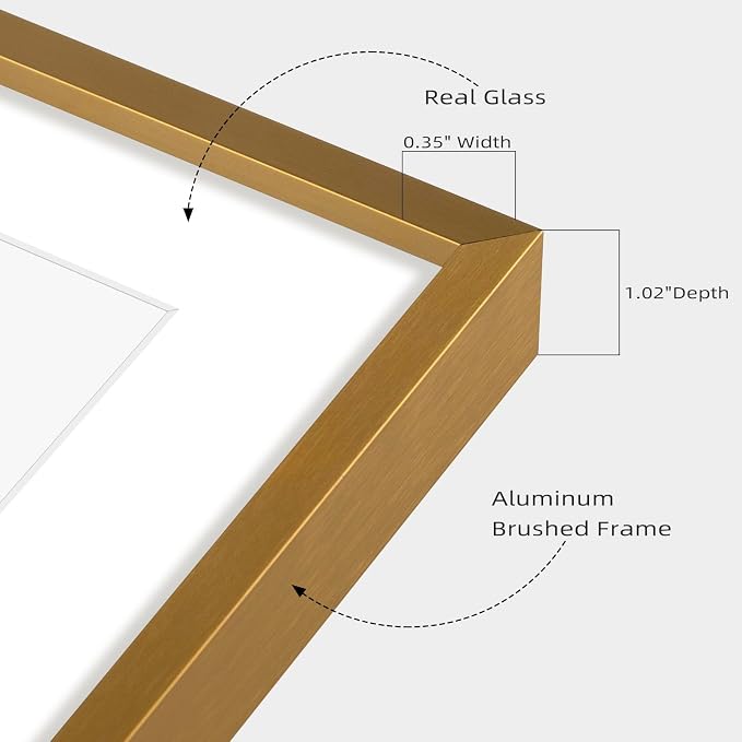Frametory 5x7 Bronze Aluminum Metal Picture Frame Mat for 4x6 Glass