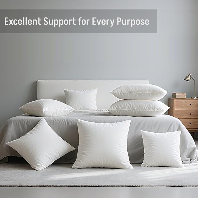 22 x 22 Throw Pillow Inserts Pack of 2 Large White Decorative Square Pillows for Couch Bed Sofa Cushion Sham Stuffer Indoor
