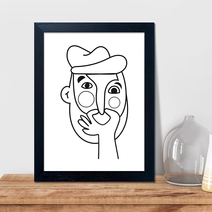 AIANHUA Funny Men Bathroom Wall Decor, Modern Minimalist Toilet Art Decor, Black and White Canvas Wall Art for Bathroom, Humorous Restroom Bathroom Print