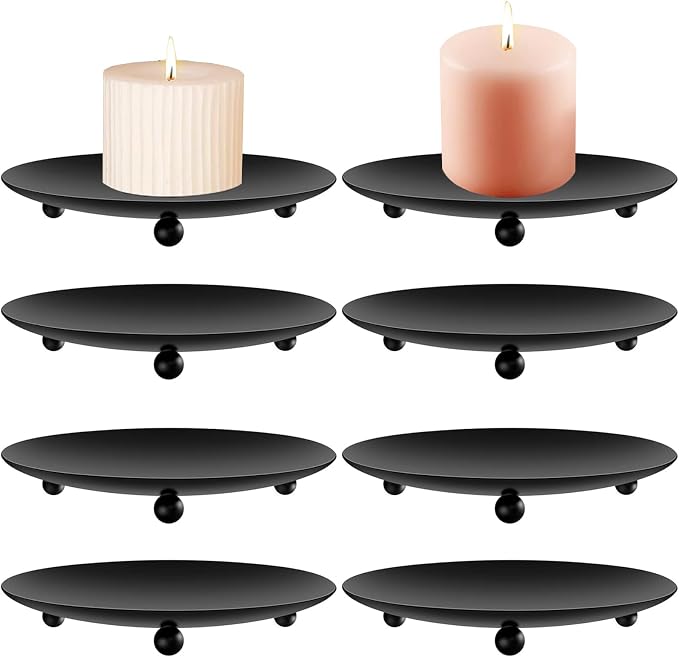 8 PCS Iron Plate Candle Holder,Candle Stand for LED & Wax Candles