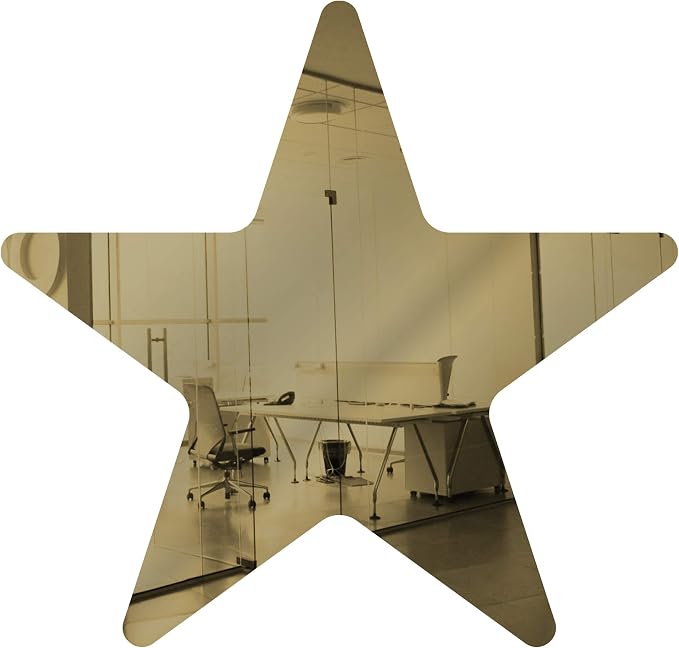 Acrylic Mirror 7" Bronze Star Flat DIY Smooth Edge Blank Plexiglass Tiles .118 3MM Thick Rounded Corners Decor for Holidays Boutiques Photo Studios Recreational Areas Salons Spas by Marketing Holders
