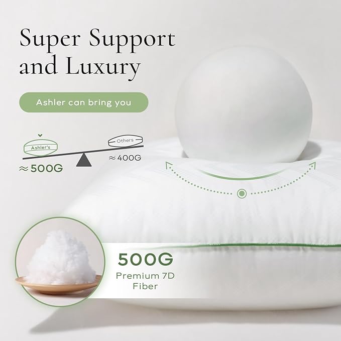 Ashler 12x20 Pillows Insert Set of 2, Lumbar Pillow | 100% Cotton Cover, Lumbar Pillow, Premium Square Pillow Stuffer Sham, Decorative Throw Pillows for Couch, Bed & Sofa