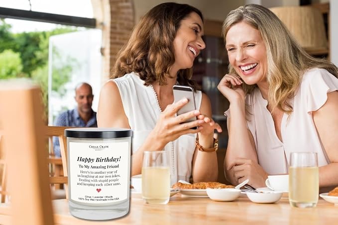 Cedar Crate Market Happy Birthday Candle – Women Birthday Gifts, Friendship & Best Friend Birthday Gifts for Women – Eco-Friendly Soy Wax, Premium Gift Box, Hand Poured USA, 13.5oz, Lavender Citrus
