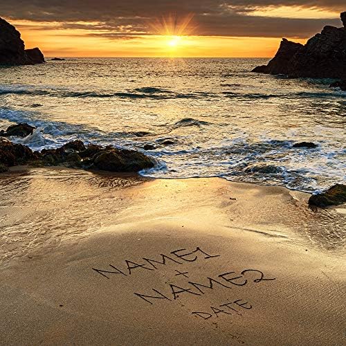 A&T ARTWORK Love on Beach Personalized Canvas Print Canvas Prints Gift,includes Names and the Special Date Unique Gift for the Wedding Anniversary. 30x20 inches