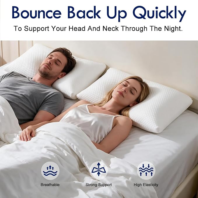 HITO Hotel Pillows Bed Pillows Queen Size Set of 2-100% Virgin Material Down Alternative Pillow - Soft Support for Back, Stomach, Side Sleepers
