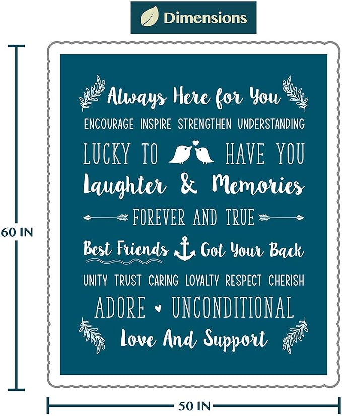 PAVILIA Best Friend Blanket - Friendship Gifts for Women, Soul Sister & Long Distance Bestie Gift, Soft Cozy Sherpa Throw with Sentimental Quotes, BFF Birthday Gift Idea, Teal Sea Blue