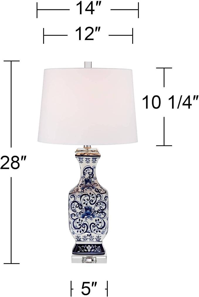Iris 28" Tall Table Lamps Set of 2 Blue White Porcelain Jar Traditional