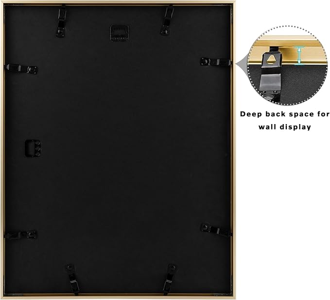 Frametory 14x18 Gold Aluminum Metal Picture Frame Mat for 12x16 Glass