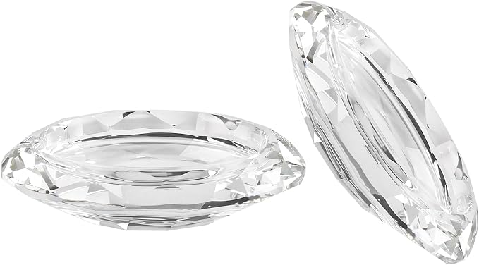 Crystal Pillar Candle Holders Decorations for Home Party Dinner Christmas, Suitable for Large Cylindrical Candles Hand-Cut 4.3'' X 1'' Clear, Pack of 2