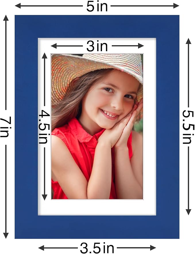 Vittanly 4x6 Picture Frames Set of 9 for Wall or Tabletop Display, Blue | Display Pictures 3.5x5 with Mat or 4x6 without Mat, Small Photo Frames, Engineered Wood with Shatter Resistant Plexiglass