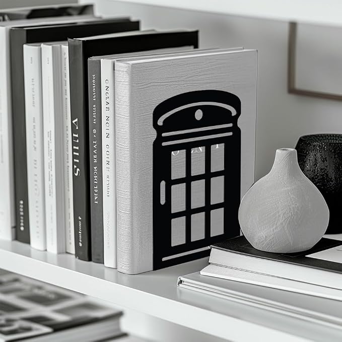 Peacoblue 5.3"x4.3"x7.9" Metal Bookends, Heavy Duty Book Ends for Shelves