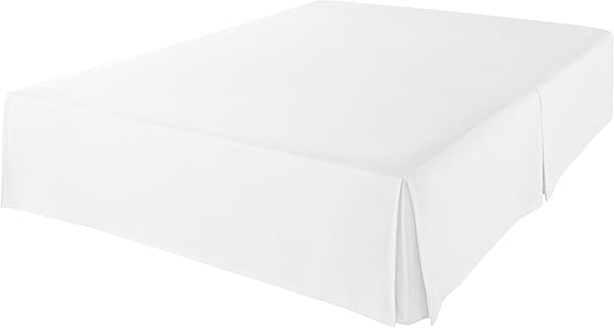 Amazon Basics Lightweight Pleated Dust Ruffle Bed Skirt, Full, Bright White, Wrinkle and Fade Resistant, Machine Washable, Polyester