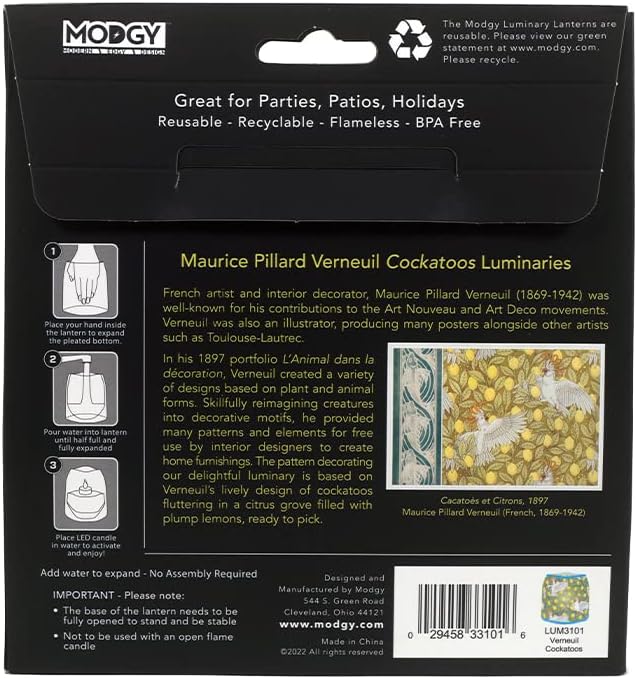 MODGY Luminary Lanterns Candle Holder Decorative Indoor Outdoor Decor, Lanterns for Wedding Centerpiece Decoration Outside Patio 4-Pack, with Flameless Floating LED Candles Verneuil Cockatoo