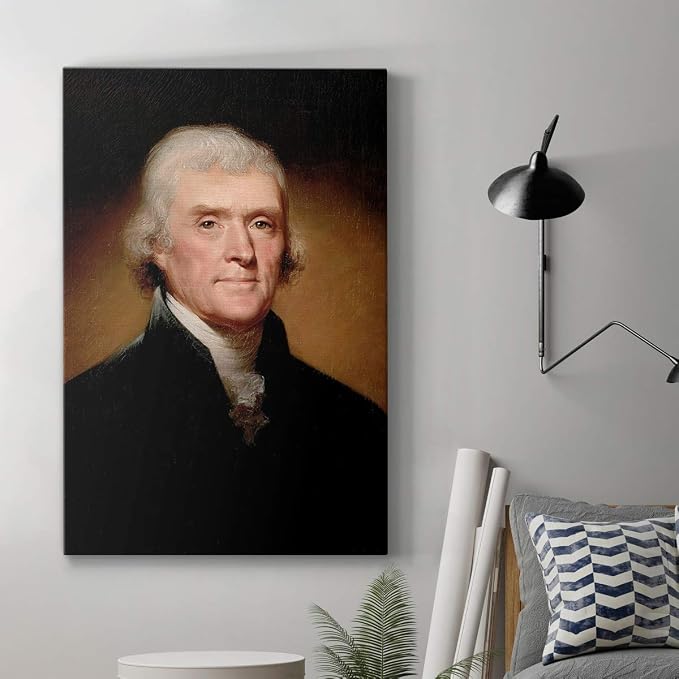 Renditions Gallery Thomas Jefferson Presidental Portrait Wall Art, Premium Gallery Wrapped Canvas Decor, Ready to Hang, 60 in H x 40 in W, Made in America Print Artwork
