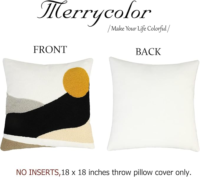 Merrycolor Boho Sun Throw Pillow Covers 18 X 18 Textured Mid Century Modern Throw Pillow Covers Abstract Bohemian Aesthetic Decorative Pillows for Couch Bed Sofa Living Room 1PC