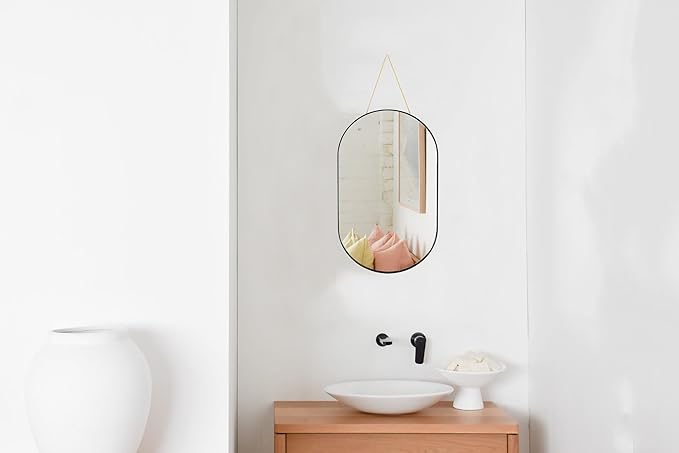 YCHMIR Oval Wall Mirror, Gold, Oval Shape, for Bathrooms and More (Black, 16x9.2 inch)