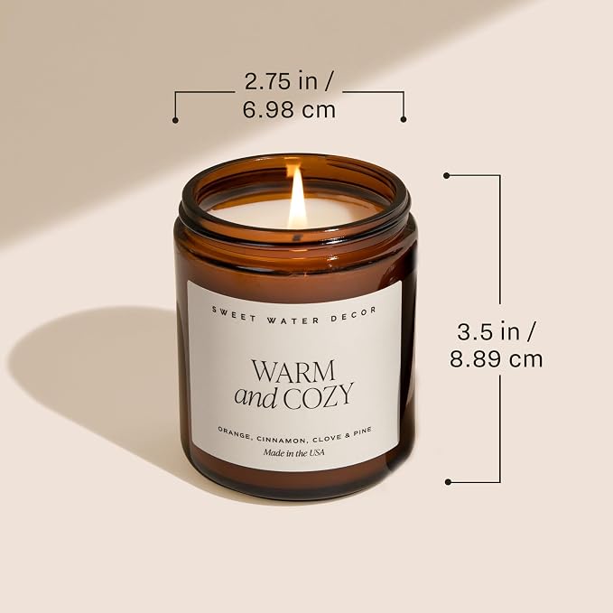 Sweet Water Decor Fraser Fir Candle, 9oz Amber Glass Jar, Winter Scent | Fir, Cypress, Amber & Evergreen Scented Candle, 40+ Hour Burn Time, Black Lid, Non-Toxic Soy Wax, Stocking Stuffer
