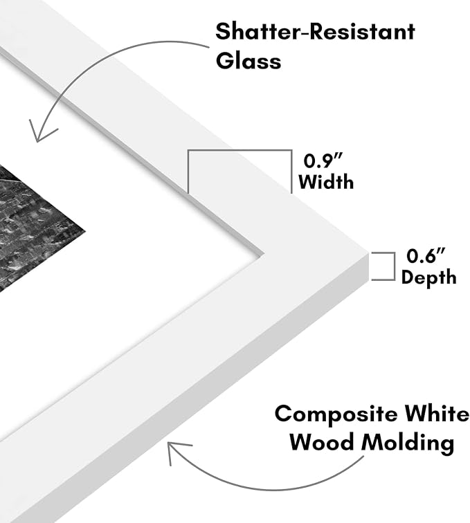 Americanflat 9x12 Picture Frame - Matted to 6x8 - Engineered Wood - White