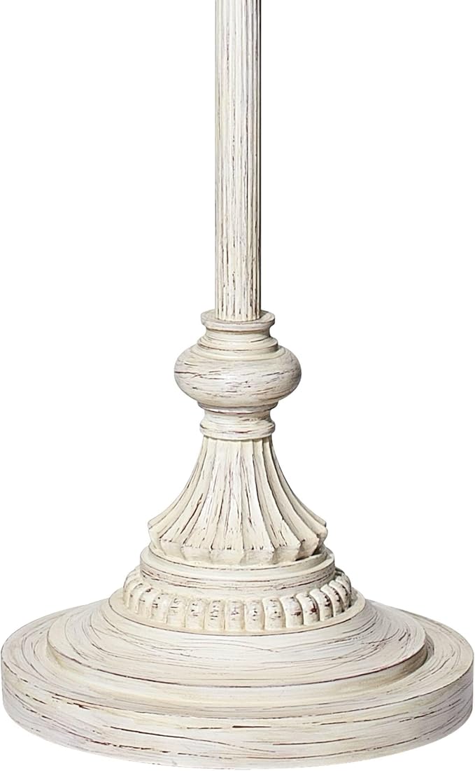 360 Lighting Vintage Chic 60" Tall Burlap Shade Antique White Floor Lamp