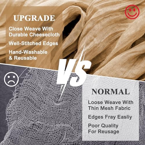 Wokceer Cheesecloth Table Runner Khaki 10FT Boho Gauze Runner, 3 Pack