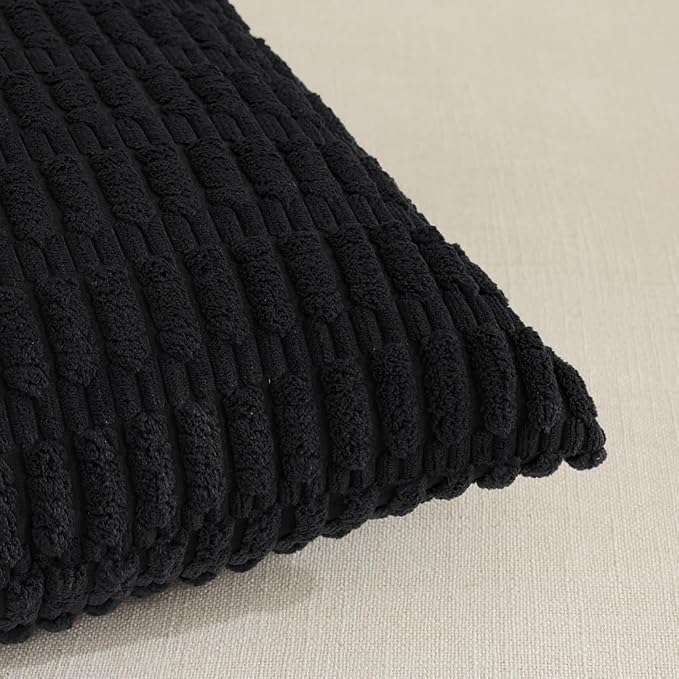 Fancy Homi 4 Packs Decorative Throw Pillow Covers for Living Room Couch Bed, Modern Farmhouse Boho Home Décor Accent Cushion Case, 20" x 12", Black