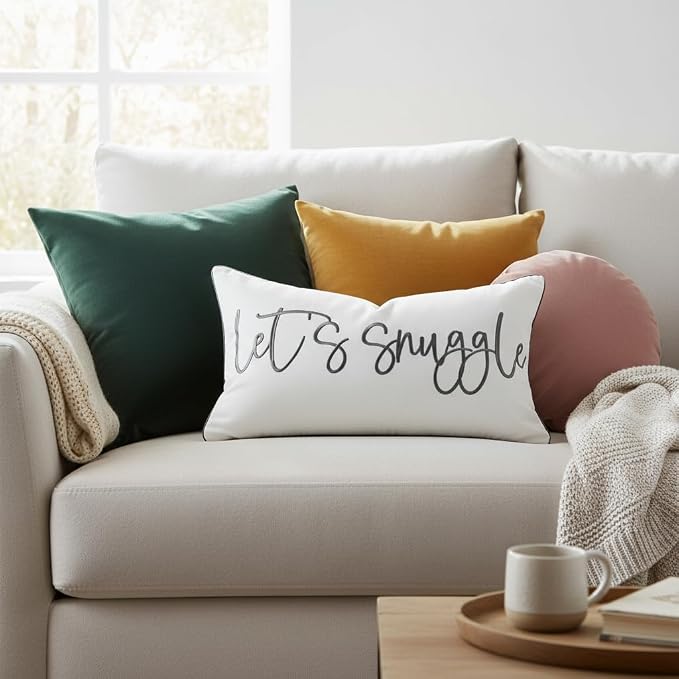 Sunkifover Let's Snuggle Decorative Lumbar Pillow Cover 12"x20"